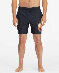 Deals ❤️ Billabong Kamea Burn Layback Boardshorts 16" BLACK 👏 -mens-boardshorts shop abybs00323 billabongw blk frt1 1