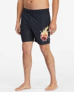Deals ❤️ Billabong Kamea Burn Layback Boardshorts 16" BLACK 👏 -mens-boardshorts shop abybs00323 billabongw blk sd1 1