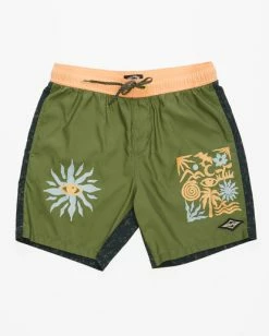 Promo 🔥 Billabong Offcuts Sun Layback Boardshorts 17" OLIVE 😀 -mens-boardshorts shop abybs00331 billabongf olv frt1 1